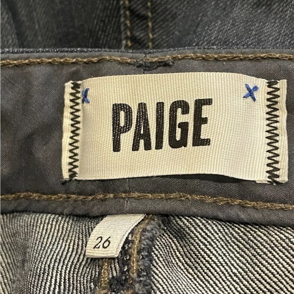 Paige Skyline Ankle Peg Jeans Womens 26 Low Rise Dark Blue Denim Made in USA - Picture 3 of 3